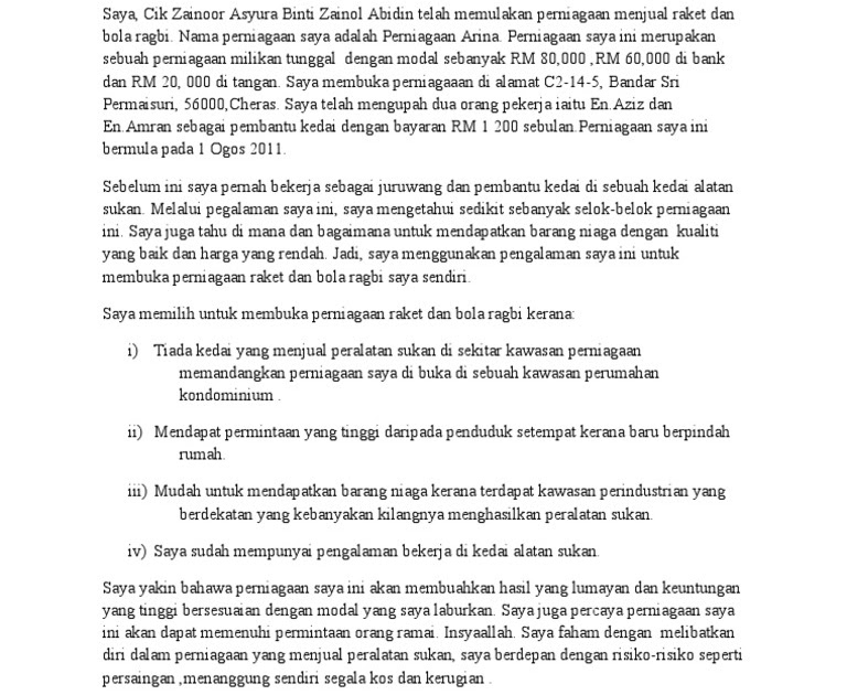 Contoh Jawapan Kerja Kursus Perniagaan  mowmalay
