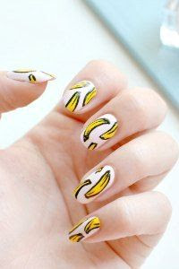 banana nail art, tutorial, easy nails, nail art blog