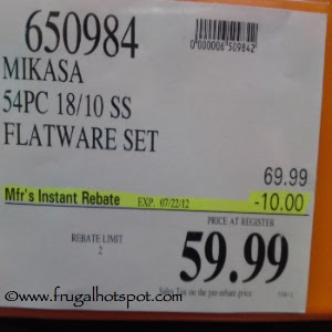 Costco Sale: Mikasa 54 Piece 18/10 SS Flatware Set $59.99 | Frugal