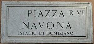 Sign for the Piazza Navona, Rome Italy