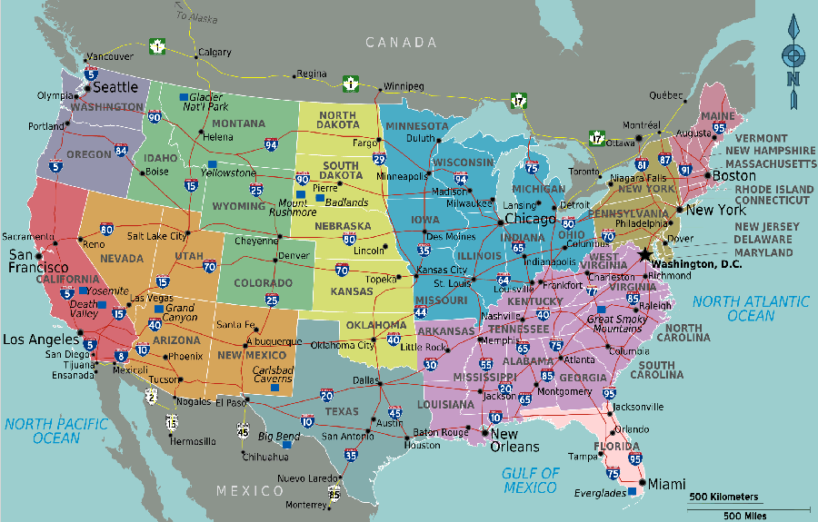 Usa Map Highways And Cities | Weather Us Map