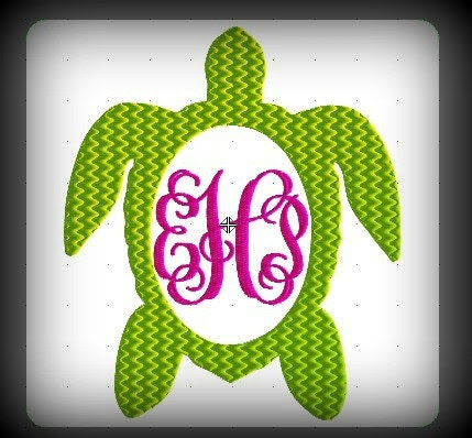 Download Sea Turtle Monogram Embroidery Design by TrendyTigerDesigns