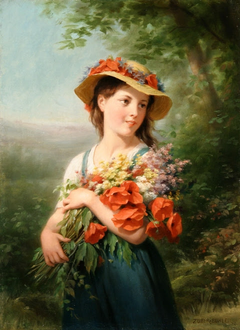 Jeune fille au bouquet de fleurs des champs Jeune fille au bouquet de fleurs des champs