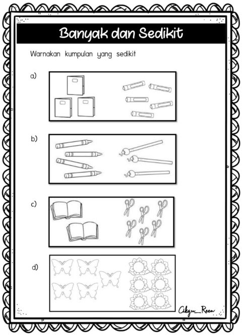 Latihan Matematik Tahun 1 Banyak Dan Sedikit - leinssic