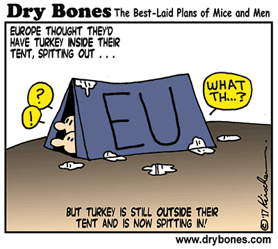 Dry Bones cartoon,Europe, Turkey, EU, Nazi, Islamism, Erdogan, 