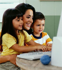 family on computer
