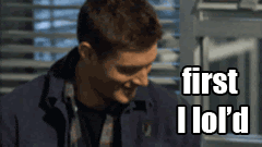 SPNG Tags: Dean / first I lol&#8217;d / then I serious&#8217;d / funny /
Looking for a particular Supernatural reaction gif? This blog organizes them so you don’t have to spend hours hunting them down.