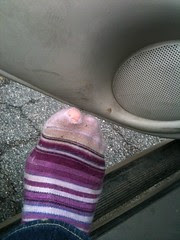 Cute new socks--with a hole! :( yeah, they're getting returned