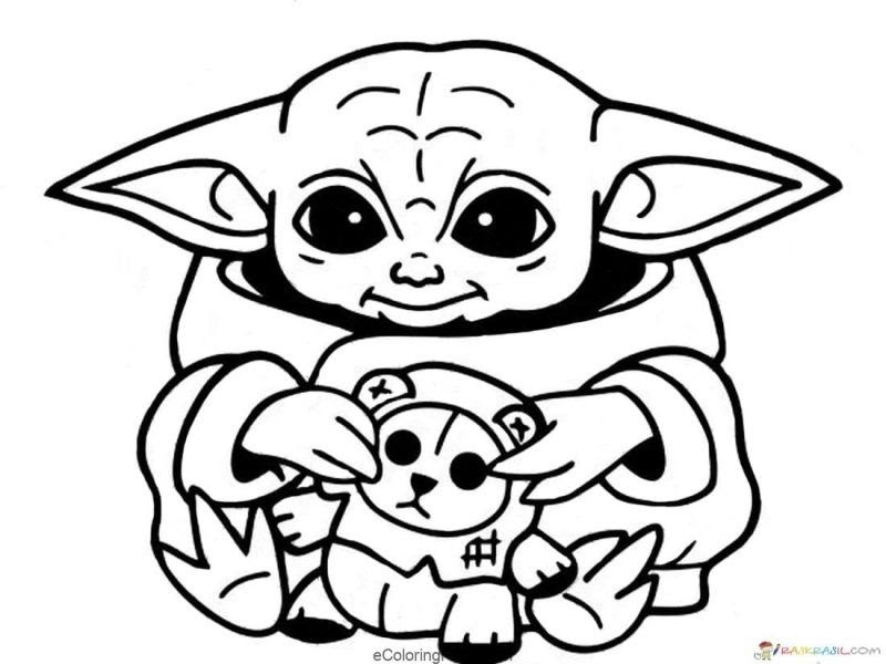 Baby Yoda Coloring Page Easy - Coloring Pages