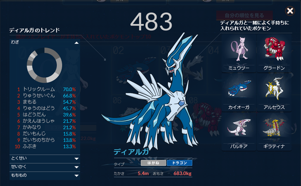 ポケモン ディアルガ 育成論 最高のキャラクターイラスト