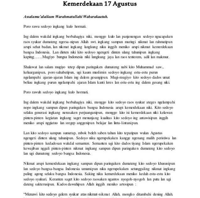 Contoh Pidato 17 Agustus Bahasa Sunda