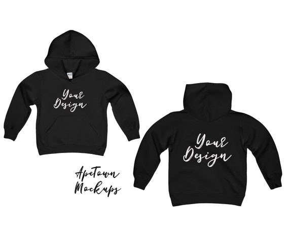 Download Black Gildan 18500b Toddler Front Back Hoodie Blank Mock ...