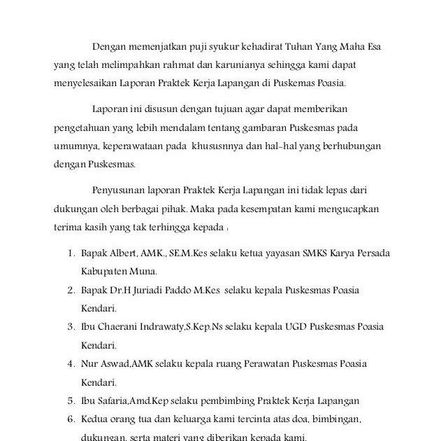 Contoh Kata Pengantar Laporan Pkl Farmasi Di Puskesmas Kumpulan Contoh Laporan