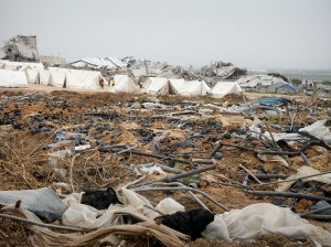 Karama camp - built amongst the devastation of Izbit Abed Rabbo