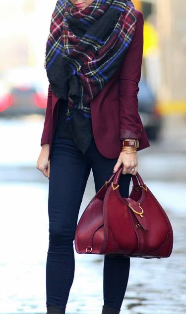 maroon scarf outfit