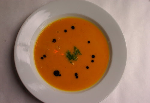 butternut squash soup with pumpkin seed oil