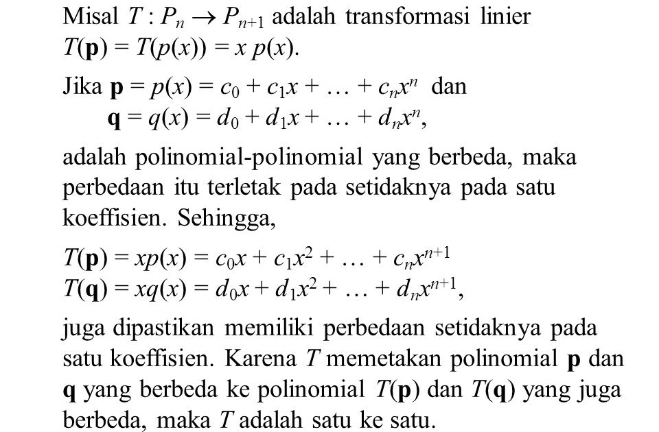 Contoh Soal Transformasi Linear Polinom Dan Jawabannya - Judul Siswa