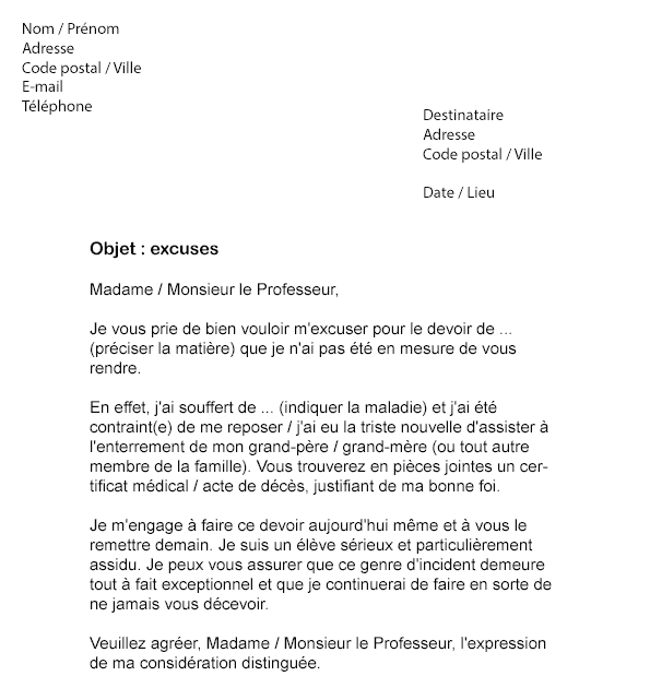 Comment écrire Une Lettre à Un Prof  Exemple de Lettre