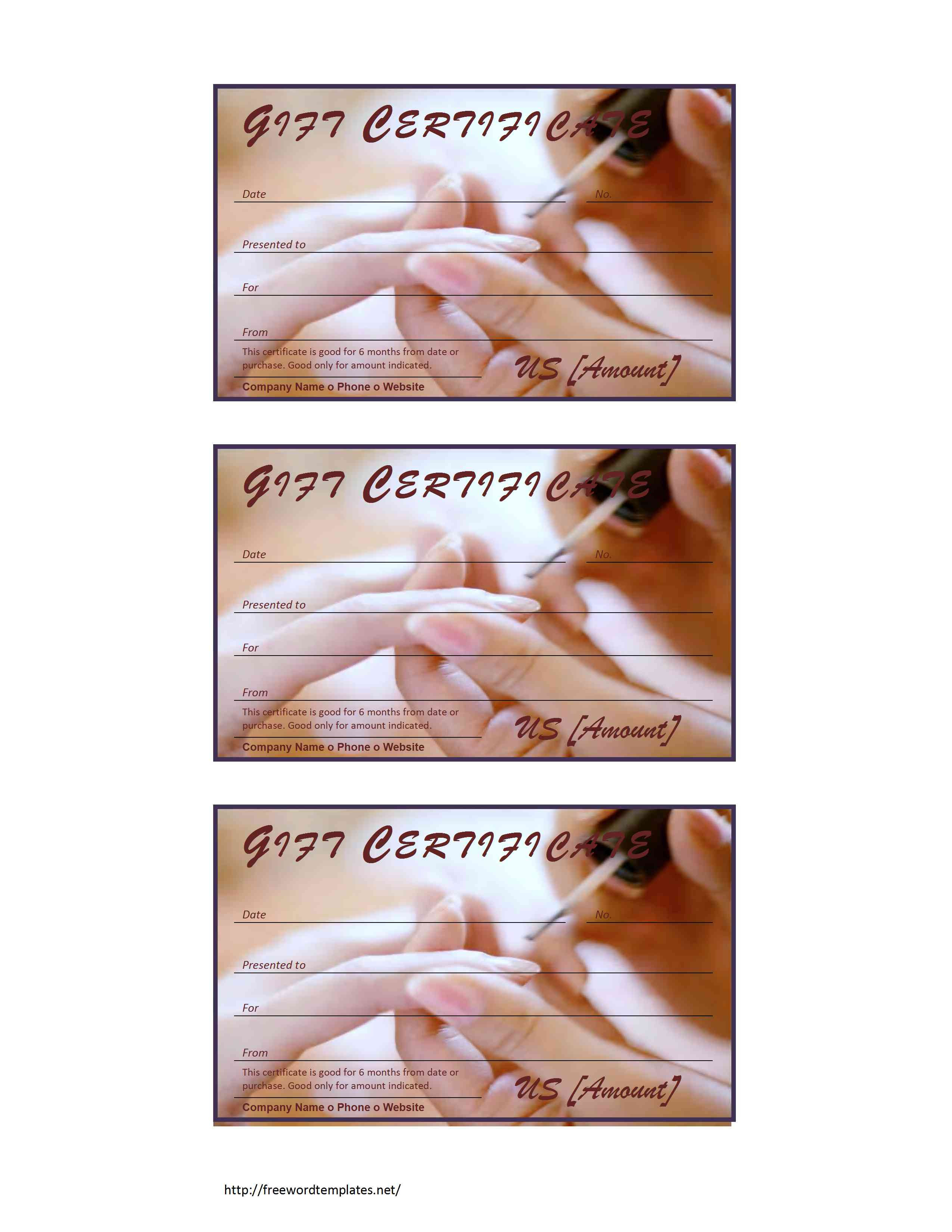Gift Certificate Pedicure Template Word / Printable Gift Certificate Templates - Beauty Salon