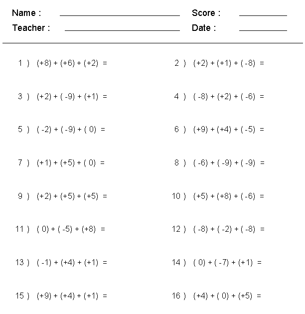 Integers Worksheet Grade 7 With Answers Pdf - Awesome Worksheet