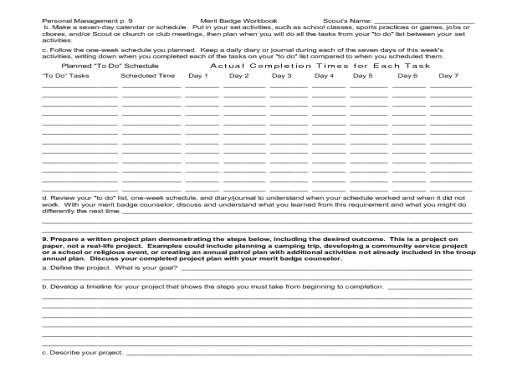 Boy Scout Physical Fitness Merit Badge Worksheet - FitnessRetro