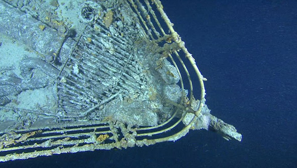 Taken underwater during the expedition that aims to reveal what happened structurally to the ship