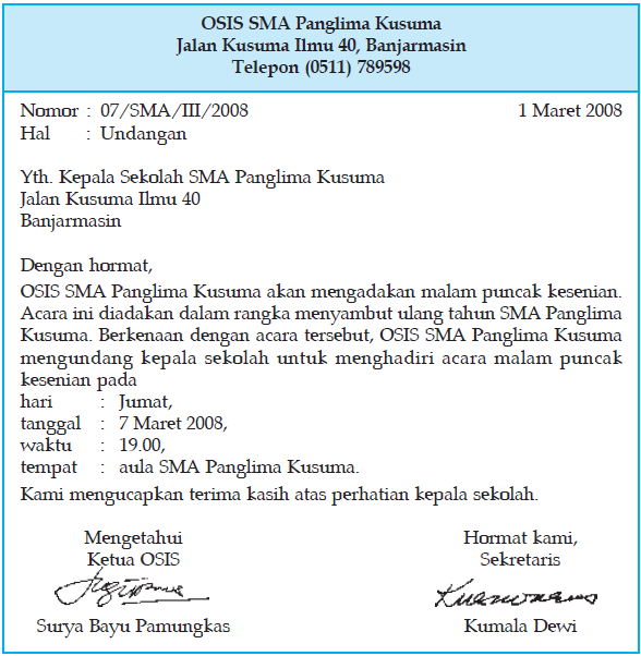 Artikel Contoh Surat Dinas Undangan Osis Surat Terbaru