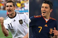 Miroslav Klose (Alemania) - David Villa 
(España)