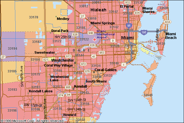 Miami Zip Codes Map Color 2018