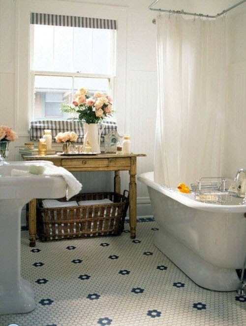 35 vintage black and white bathroom tile ideas and pictures