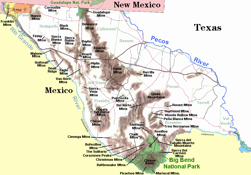 Texas Mountain Ranges Map | Map Of Europe