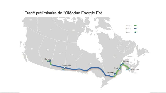 Tracé préliminaire de l'Oléoduc Énergie Est
