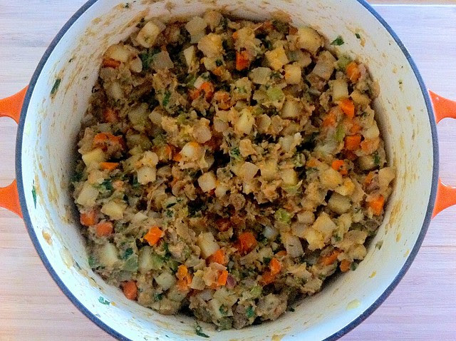 Sauted Vegetables Coated with Flour and Xanthan Gum