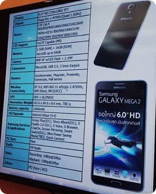 Se filtran las especificaciones del Galaxy Mega 2