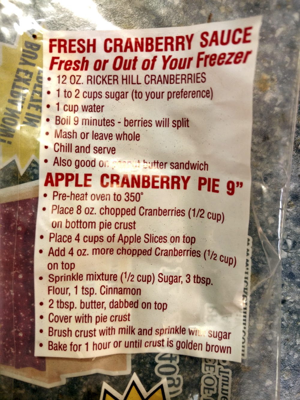 Ocean Spray Cranberry Sauce Recipe On Bag Ocean Spray