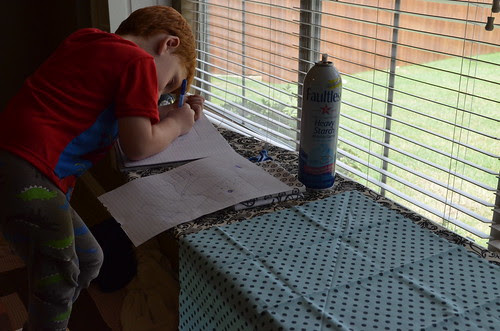 Working with my son on his new quilt