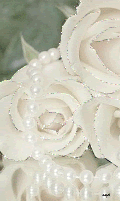 Белые розы с бусами.