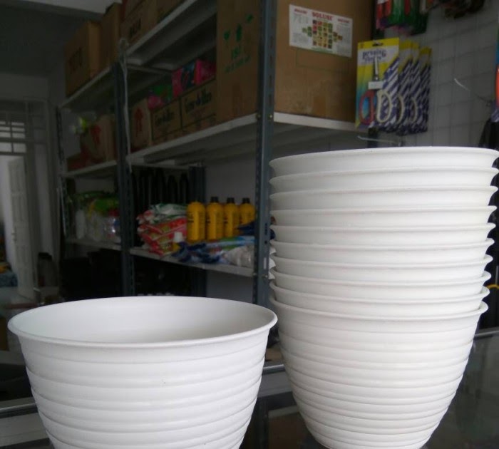  Pot  Bunga  Plastik  Putih Home Desaign