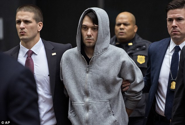 Trouble: Martin Shkreli, 32, has been arrested on charges of securities fraud