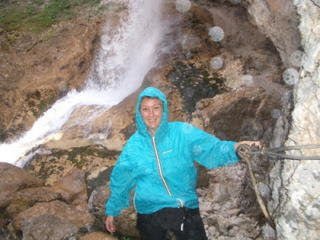 Christina scouting the waterfalls