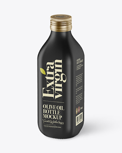 Download 0 5l Black Matte Olive Oil Bottle Mockup Halfside View High Angle Packaging Mockups PSD Mockup Templates