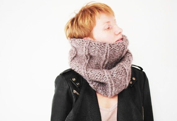 Handknit Scarf, Circle Infinity Scarf, Knit Snood, Chunky Cowl Valentines Day idea for Her girlfriend