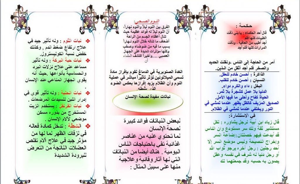 أفكار مطويات عن اللغة العربية