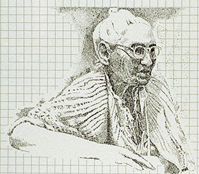 sketch of an elderly woman