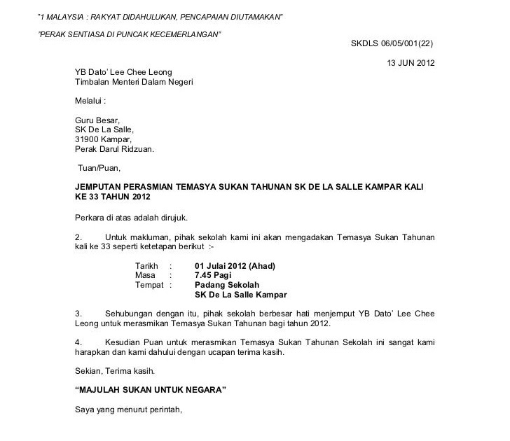 Contoh Surat Rasmi Kepada Yang Berkenaan - Contoh Surat