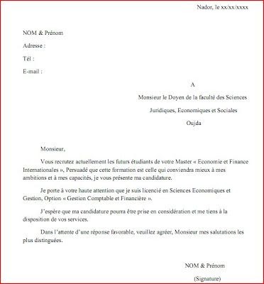 Exemple De Lettre De Recommandation Pour étudiant Master Word  Branden