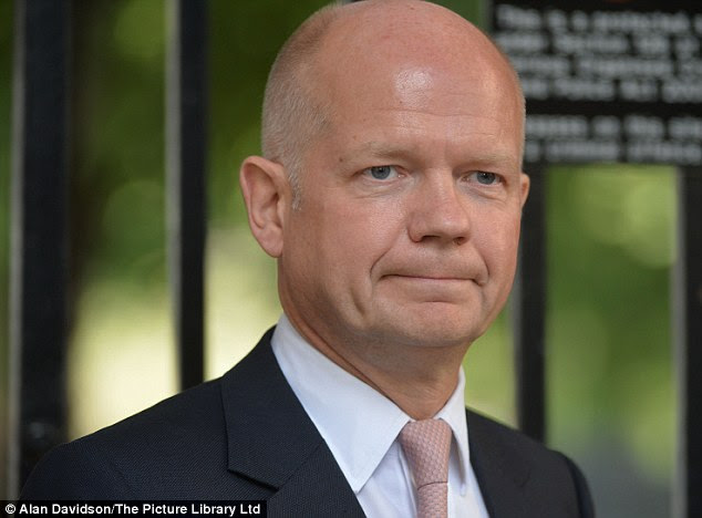Crisis talks: Foreign Secretary William Hague is also at No 10 as the Armed Forces began to draw up plans to attack Syria if needed