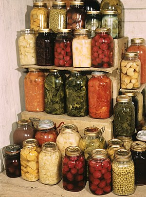Preserved food in Mason jars