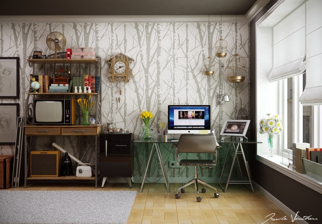 Home Office Tree Wallpaper Pattern Interior Design Ideas Home Office Tree Wallpaper Pattern Interior Design Ideas