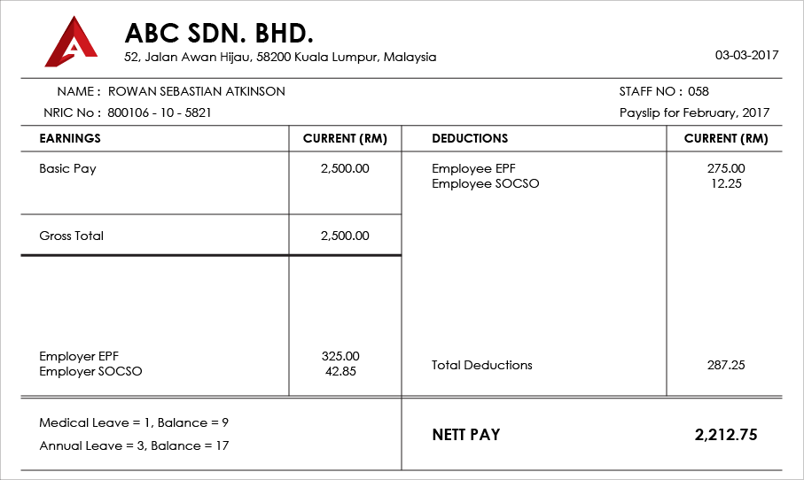 Contoh Slip Gaji Malaysia - Nirumahmala